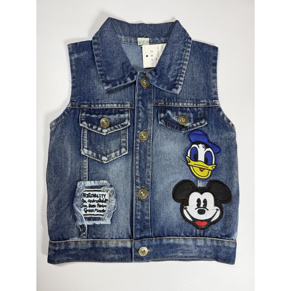 NWT Disney Mickey Mouse Donald Duck Denim Vest Kids Size 6